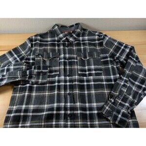 HAWX Work Gear Men's Large Gray Plaid Flannel Button Up Long Sleeve Shirt